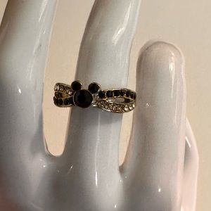 Mickey Mouse Black and Clear Crystals Ring Sz 5.5 NWOT